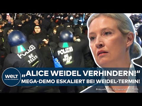 Video Thumbnail: ALICE WEIDEL: Mega-Demonstration eskaliert bei AfD-Wahlkampftermin im Hamburger Rathaus