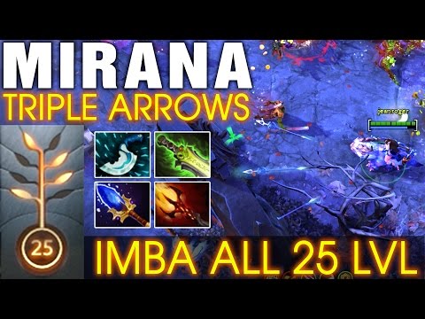 Mirana Triple Arrows with 33 Kills - Imba All 25 LVL - Dota 2 Patch 7.00