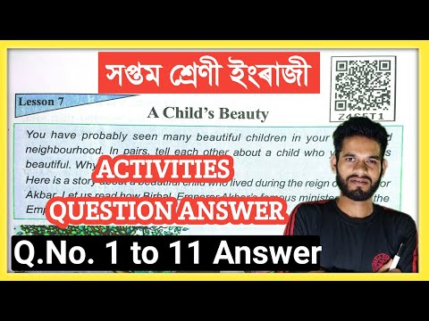 Class 7 English Chapter 7 Question Answer Assam // Class 7 English Lesson 7 // A Child's Beauty