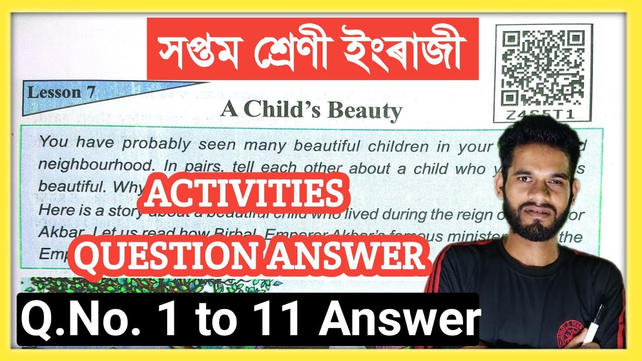 Class 7 English Chapter 7 Question Answer Assam // Class 7 English Lesson 7 // A Child's Beauty