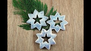 Крaсивые снежинки из солёного теста