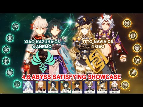 Xiao Kazuha C6 4 Anemo & Itto Navia C6 4 Geo : 4.6 Abyss Floor 12 Satisfying Showcase