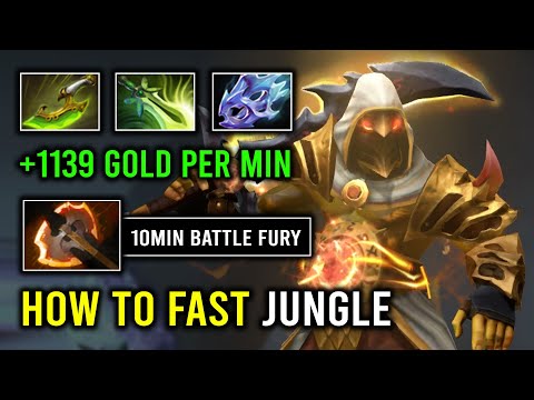 How to Fast Jungle 10Min Battle Fury 100% Agility Speed +1139 Gold Per Min Dota 2