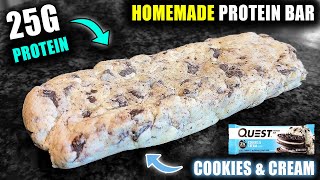 How To Make *HOMEMADE* Cookie & Cream Quest Protein Bars (ONLY 3 INGREDIENTS)