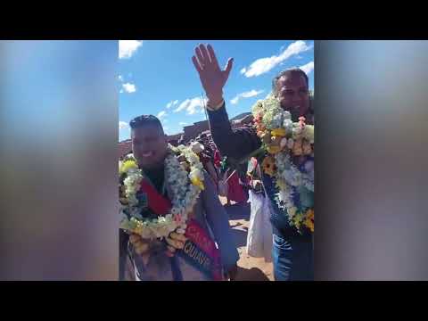 GOBERNADOR LUIS REVILLA LLEGA AL MUNICIPIO DE CAQUIAVIRI Y ES RECIBIDO POR EL ALCALDE FROILÁN MAMANI