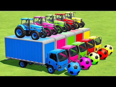 TRANSPORTING CASE TRACTORS WITH COLORED ISUZU TRUCKS - Farming Simulator 22