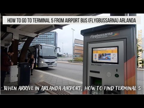 Aeroporto de Arlanda em Estocolmo, Suécia. Como encontrar o terminal 5 quando chegar de ônibus ao Terminal 4