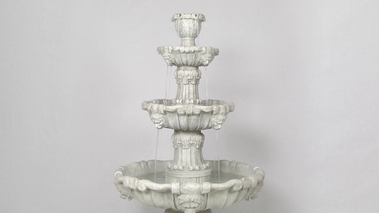 Medici Lion Four-Tier Fountain: Antique Stone Finish Video