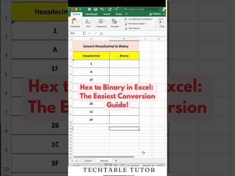 Convert Hexadecimal to Binary in Excel: Simple Guide! #excel #excelshorts #exceltricks
