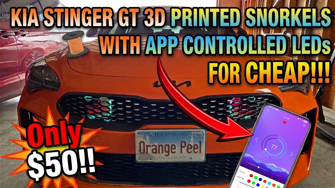 I Added 3D Printed App Controlled LED Snorkels to My Kia Stinger GT for $50!!