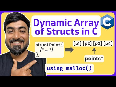 Dynamic Array of Structs in C using malloc | Dynamic Memory Allocation | C Programming for Beginners