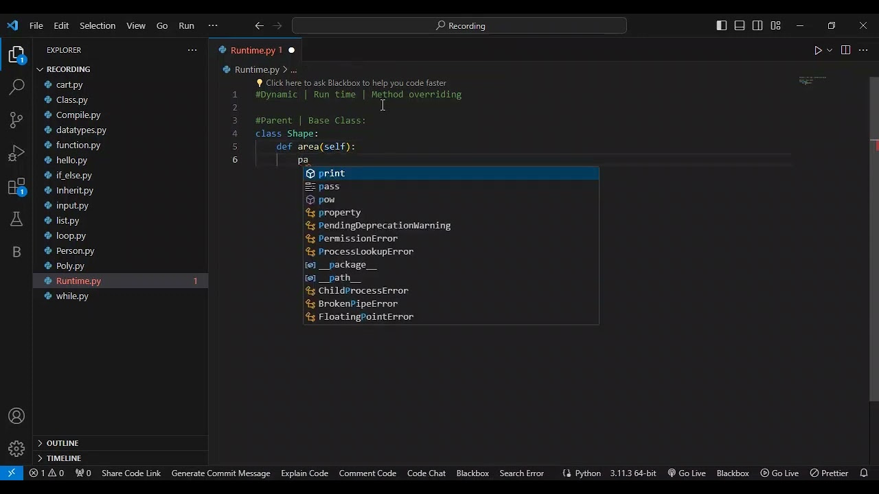 OOP in Python - Polymorphism in Python - Dynamic Polymorphism Part 1