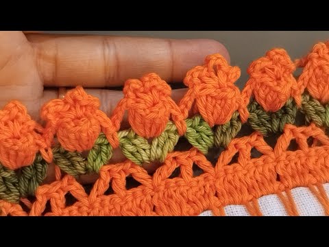 Tulip crochet beak for dishcloth step by step