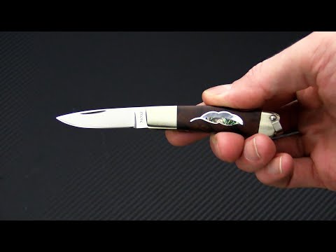 Moki Knives Leaf Ironwood Pearl Abalone Inlaid Lock Back Moki Knives Leaf Ironwood Pearl Abalone Inlaid Lock Back