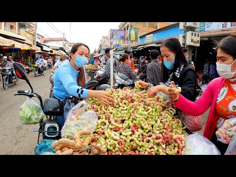 Phnom Penh Busy Market, Morning Tour at Prek Pnov Market, Cambodian Market Street Food