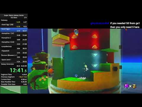 Super Mario Galaxy Series 132 Star Speedrun (Any% both games) in 5:55:52
