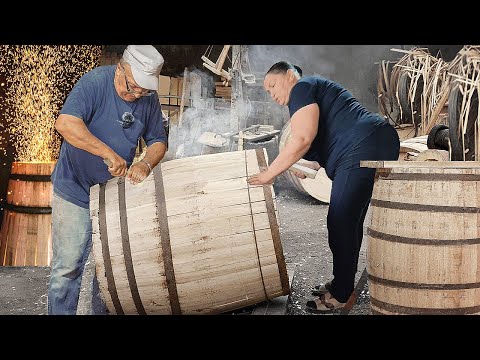 Old School Cooper Made Wooden Barrel by Hand