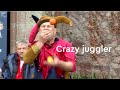 Crazy Juggler Eats An Apple Whilst Juggling