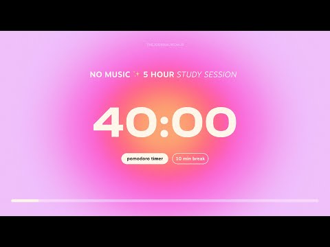 5-hour Aesthetic Pomodoro Timer for Studying 💗 Study Session with 10 minute break | Study With Me