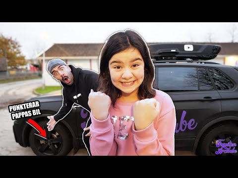 BELLAS PRANK PÅ PAPPA!!! PUNKTERAR DÄCKEN på BILEN. *GÅR FÖR LÅNGT*
