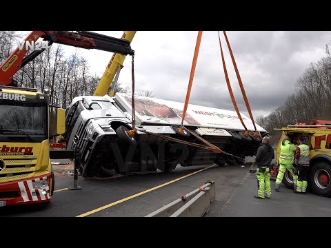 VN24 - Pipe track cooling truck overturned - meat saved - rare soft landing during crane recovery