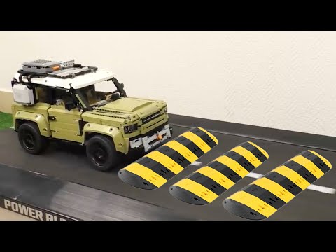 Land Rover Defender VS Speed, Speed Bumps and WALL | Cars vs Treadmill Lego Technic CRASH 42110