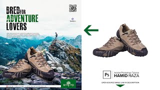 Footwear ad poster | Shoes Ad Design | Poster Design | Manipulation Poster | Photoshop Tutorial
