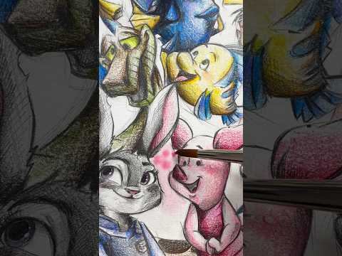 Dibujo 10 PELÍCULAS ✨Disney✨en una HOJA 😱🔥 #dibujo #disney