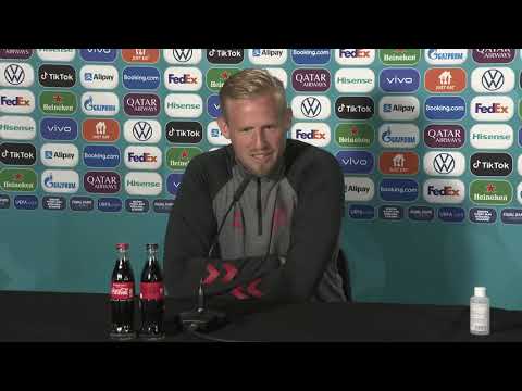 Kasper Schmeichel, Simon Kjær - Russia v Denmark - Pre-Match Press Conference - Euro 2020