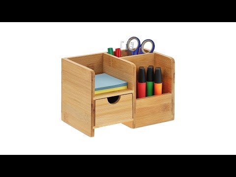 Organiseur de bureau de bambou Marron - Bambou - Bois manufacturé - 21 x 14 x 13 cm