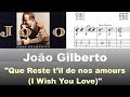 João Gilberto - "Que reste t'il de nos amours?" - Virtual Guitar Transcription by Gilles Rea