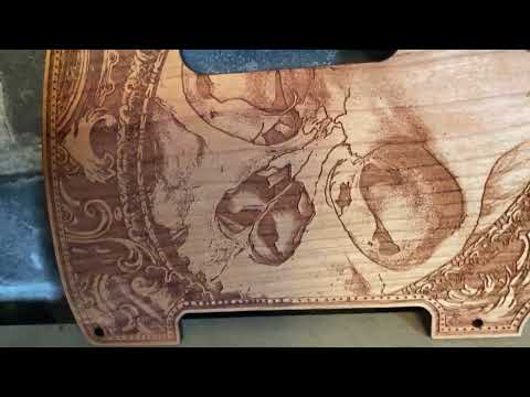 Wood Pickguard for Telecaster Laser engraved Real Cherrywood with Unique Artwork image 7