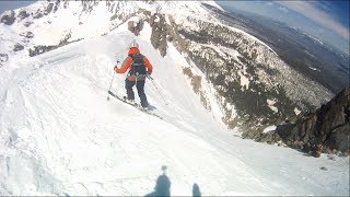 Long Hike (roughly a 3000 foot ascent), but well worth the effort.  The Couloir skiing was fantastic.  Sustained 45 degree pitch for the entire couloir descent.