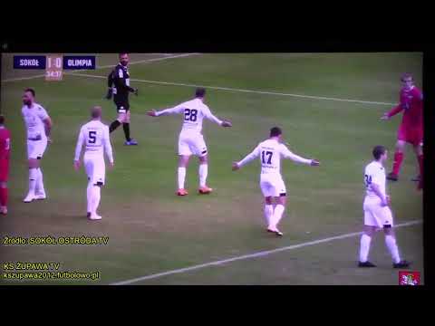 Sokół Ostróda - Olimpia Elbląg (nieuznany gol z rzutu karnego i reakcja komentatorów) 03.04.2021