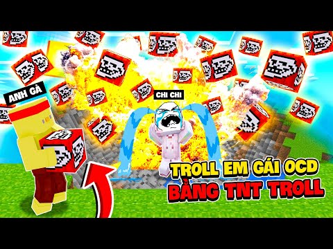 MC Chicken Trolls ChiChi's OCD Sister With TNT Super Unstable Troll In Minecraft 🤣