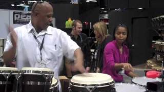 Tycoon Percussion: Taylor Moore and Lawrence Sims Jamming--Greeted by George Balmaseda @ NAMM 2011