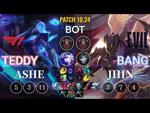 T1 Teddy Ashe vs EG Bang Jhin Bot - KR Patch 10.24