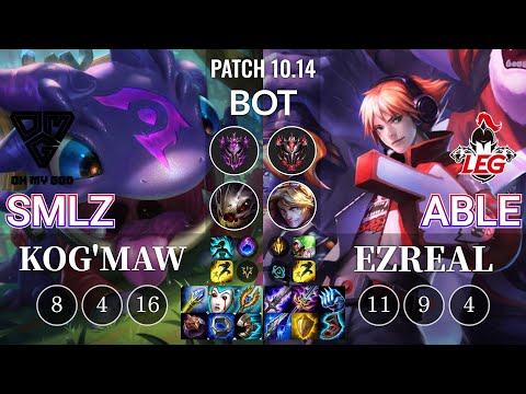 OMG Smlz Kog'Maw vs LEG Able Ezreal Bot - KR Patch 10.14