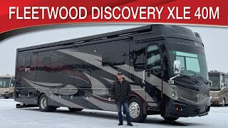 A preview image of the linked video showcasing 2019 Fleetwood Discovery 40M LXE