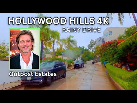 Rainy Drive Through The Hollywood Hills, OUTPOST ESTATES |  Los Angeles USA (4K 60FPS)