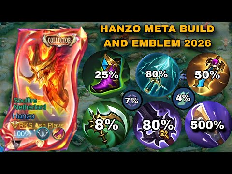 FINALLY!!😱 NEW HANZO BEST BUILD AND EMBLEM 2026!! (must try before moonton nerf these item)