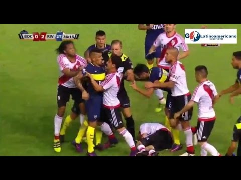 River Plate vs Boca Juniors 2-0 - Pelea Completa - 28/Enero/2017 - Super Clasico 2017