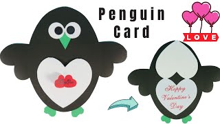 Handmade Penguin Valentine Card | Handmade valentine card | card for him | card for her