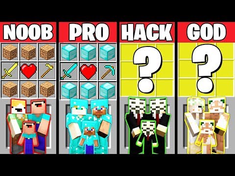 Minecraft Battle: FAMILY CRAFTING CHALLENGE - NOOB vs PRO vs HACKER vs GOD Minecraft Animation