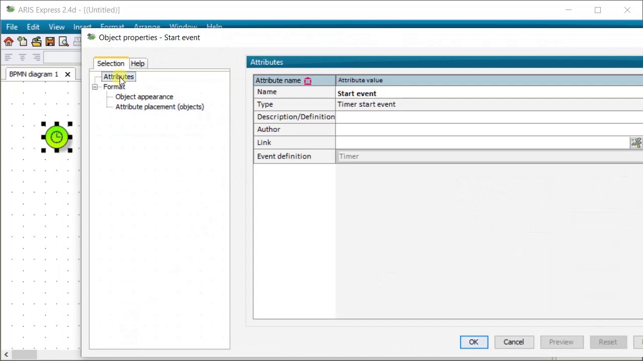 How to add titles to process elements in Aris Express (BPMN)