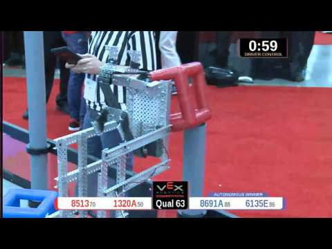 2015 VRC Engr Q63 - 8513 1320A vs 8691A 6135E - 29 to 55 - VEX Worlds 2015 - Engineering Division