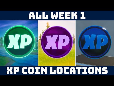 *ALL* WEEK 1 XP COIN LOCATIONS! Green, Purple & Blue XP Coins [Fortnite Season 4]