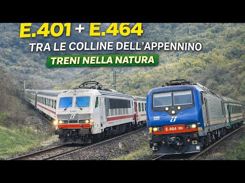 Doppia E.464 + E.401 tra le colline dell’Appennino | Treni nella natura