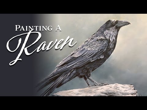 Painting a Raven in Acrylics | Detailed Bird Feathers