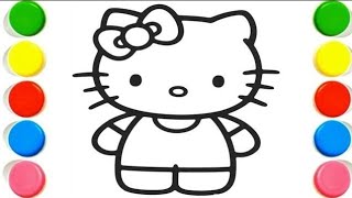 How To Draw cute HELLO KITTY Drawing, Painting & Coloring For Kids and Toddlers_🌈🎨